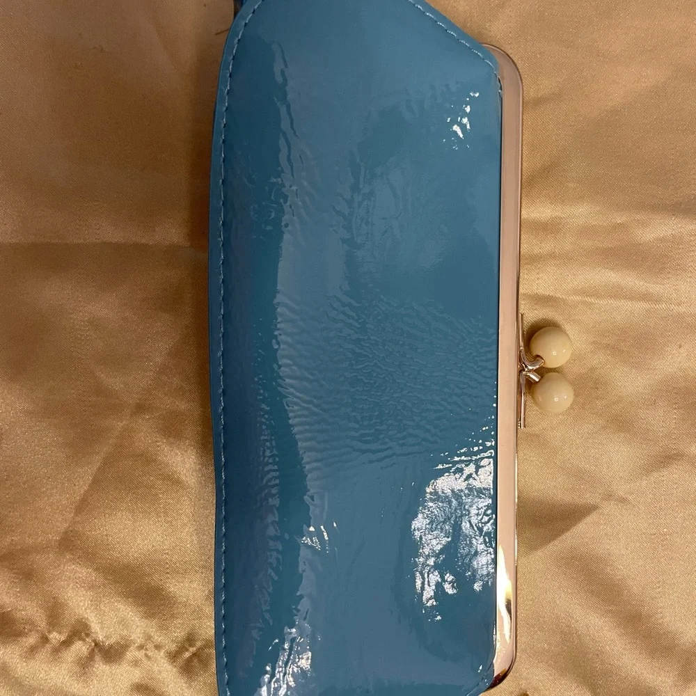 Miu Miu Glossy Sky Blue Clutch NWOT